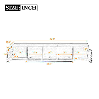 TV Stand For TVs, Entertainment Center With Cable Management And Soft Closing Hinges - Walnut