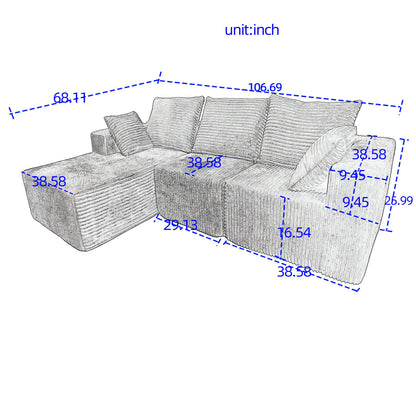 Corner Combination Sofa Sectional Couch With Soft Plush Fabric