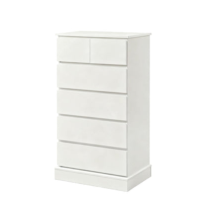 6 Drawer Tall Dresser With Concealed Handles, Vertical Storage Cabinet For Bedroom - White