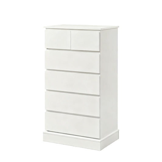 6 Drawer Tall Dresser With Concealed Handles, Vertical Storage Cabinet For Bedroom - White