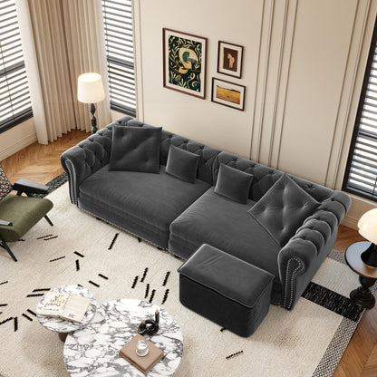 3 In 1 Pull Out Sofa Bed With Movable Ottoman