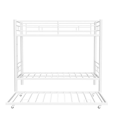 Metal Bunk Bed For Kids, Convertible Bedframe With Ladders & Guardrail